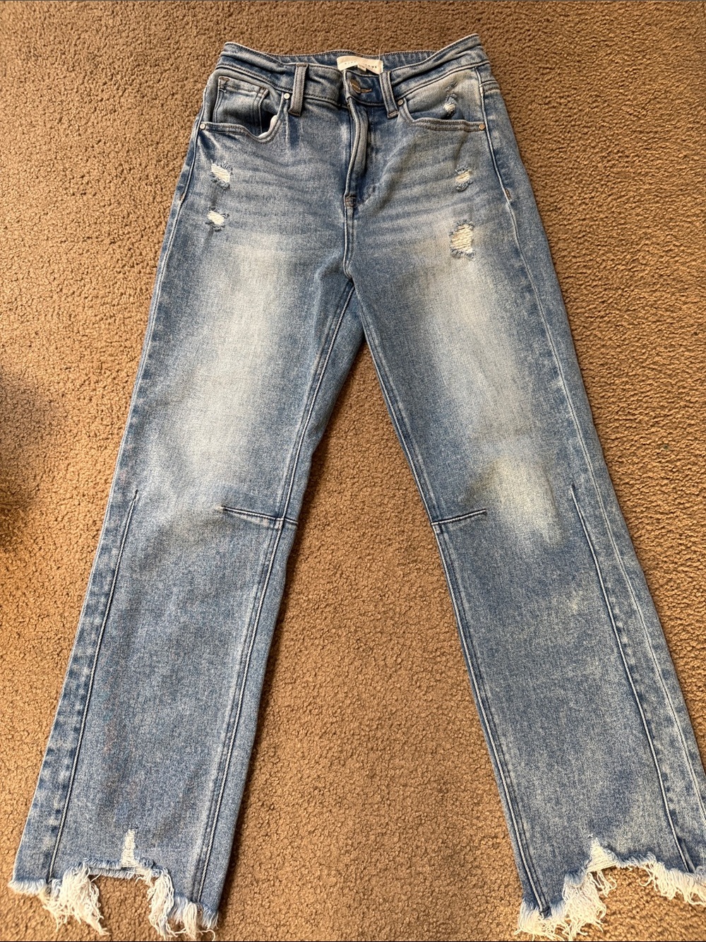 Women’s Light Blue Distressed Ankle Crop Jeans
